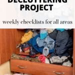 Piles of Clutter before Using Decluttering Checklist.