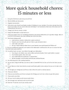 Household Chores List: 15-minutes Or Less · Nourish And Nestle