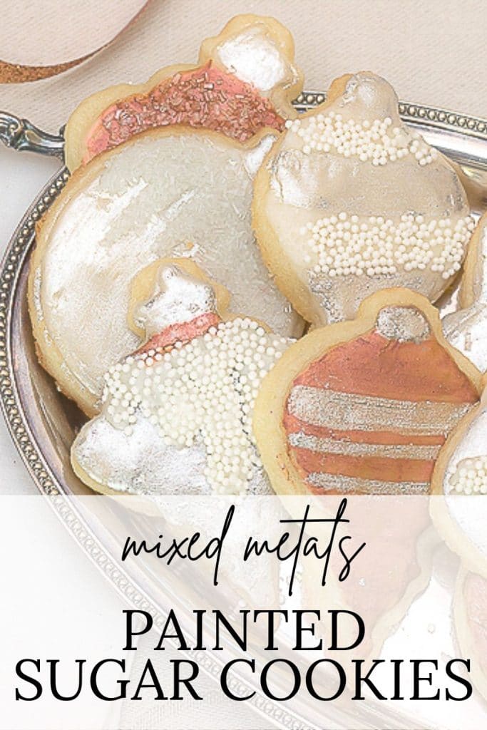 A plate of metallic painted sugar cookies.