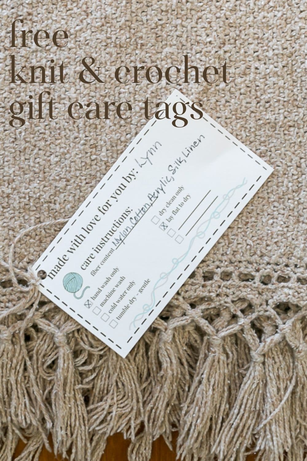 Free Printable Knitting Care Tags