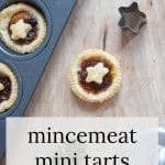 Overhead shot of mincemeat mini tarts in tart pan.