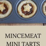 Overhead shot of mincemeat mini tarts in tart pan.