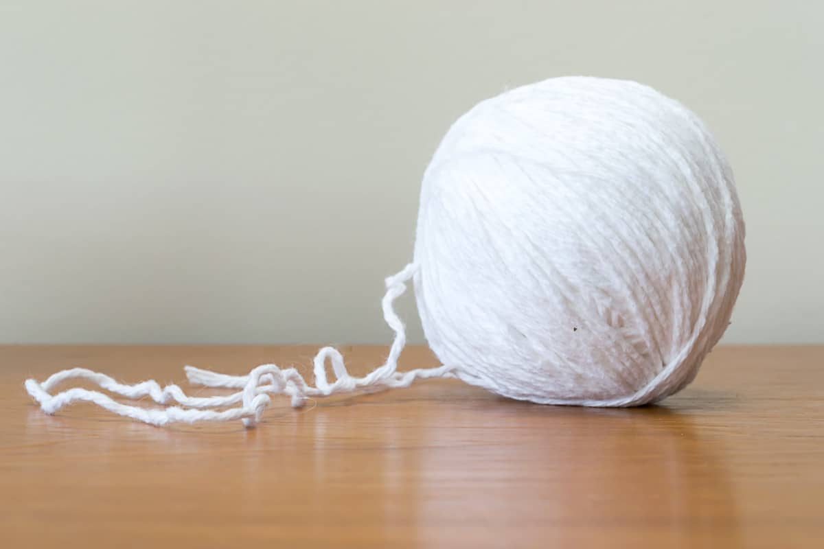 A ball of white yarn.