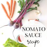 Beets, carrots, celery, onion, pumpkin and garlic are the ingredients for Nomato Sauce.