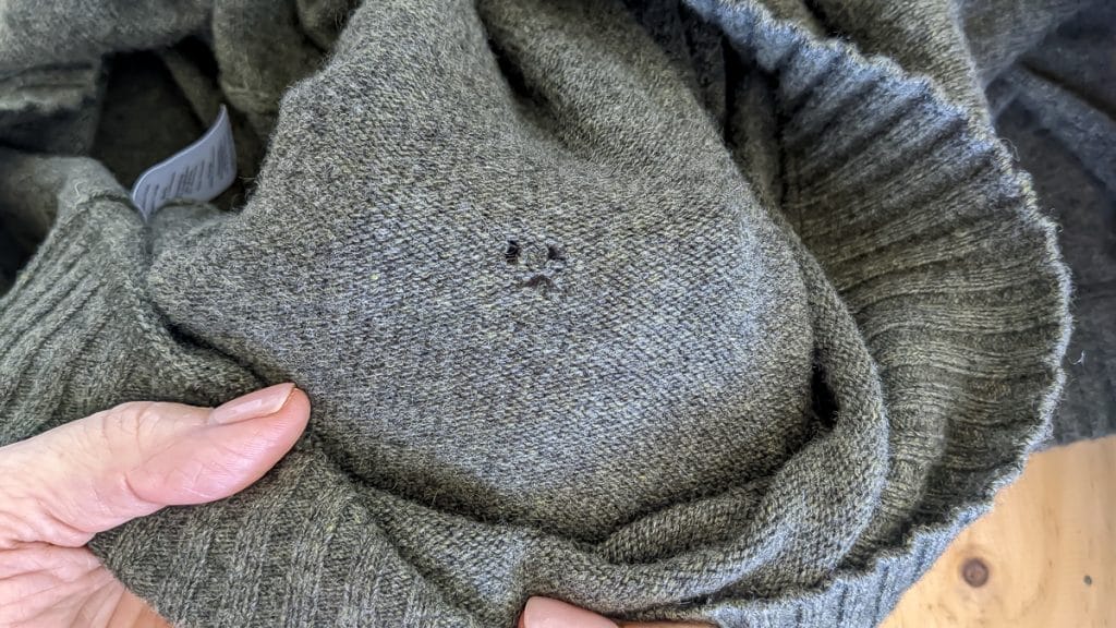 moth holes in sweater
