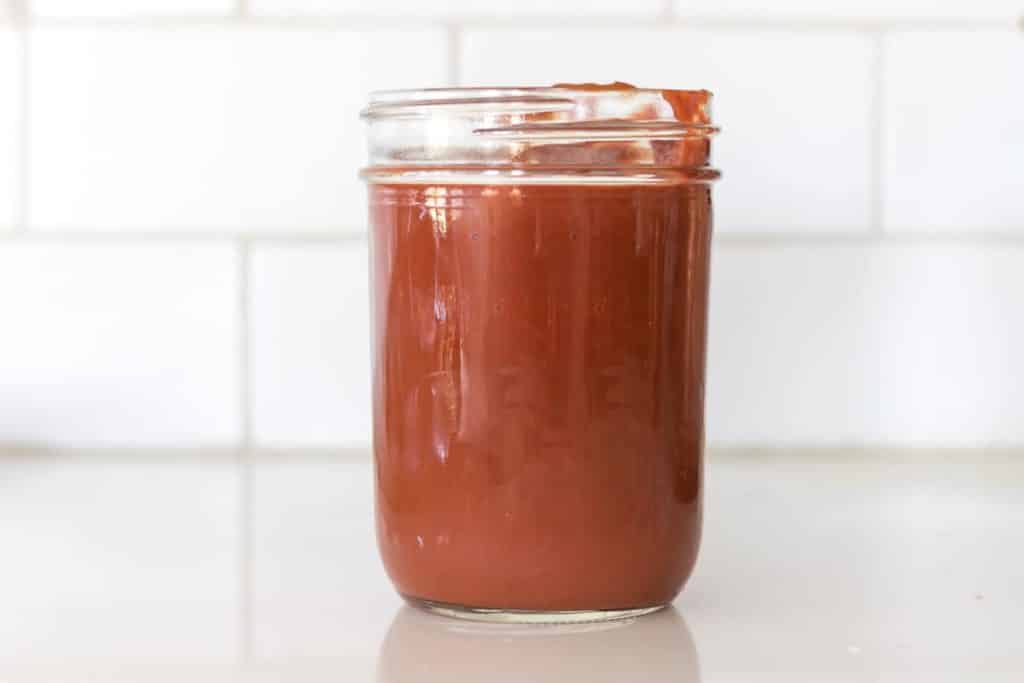 Jar of tomato sauce.