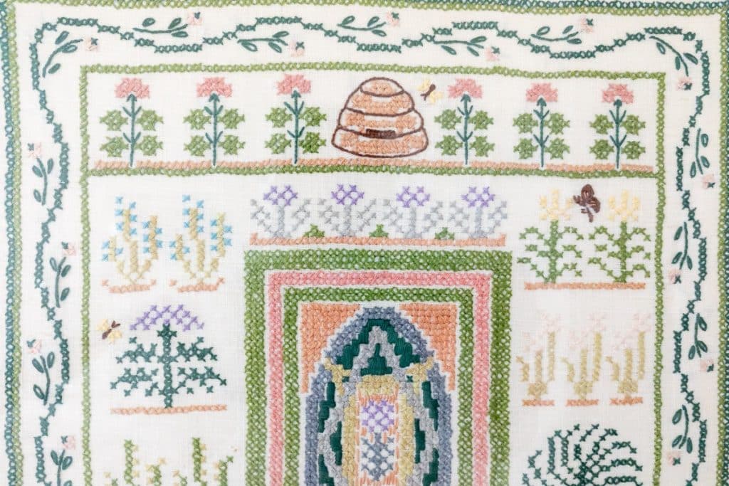 Closeup of embroidery.