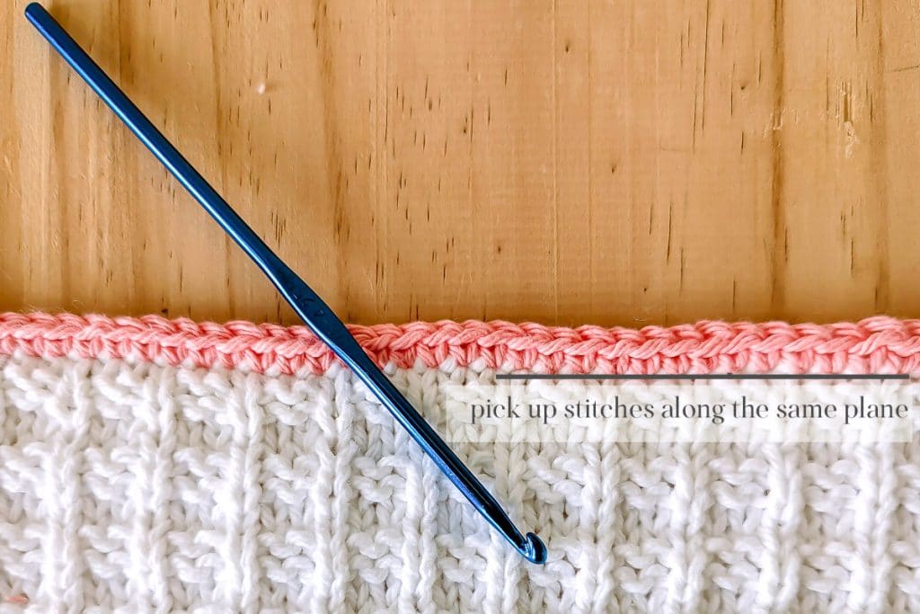 add crochet edge to knit piece.