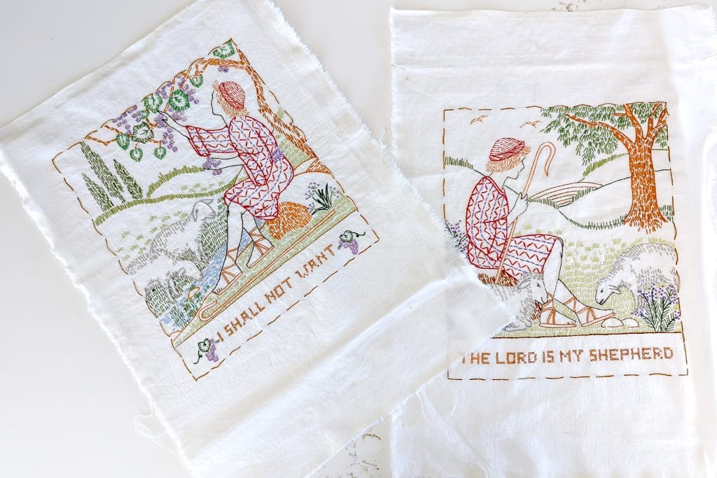 Cleaned Vintage Linen Embroidery.