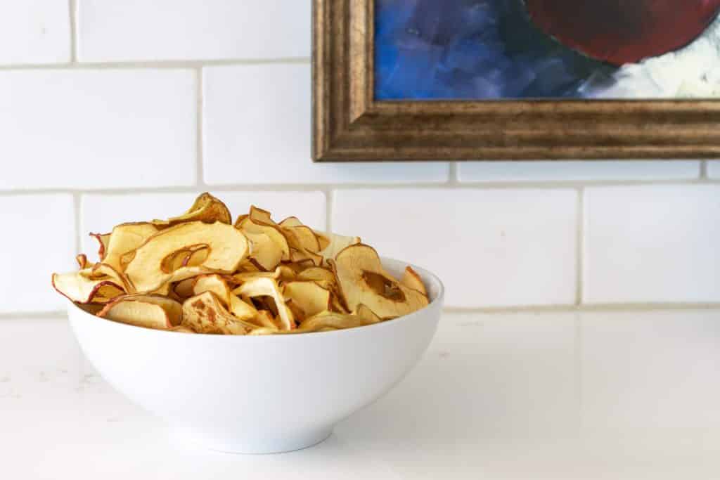 A bowl of dehydrated apples