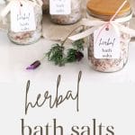 Herbal bath salts in jars