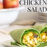 Curried Chicken Salad in Spinach Wraps on white counter.