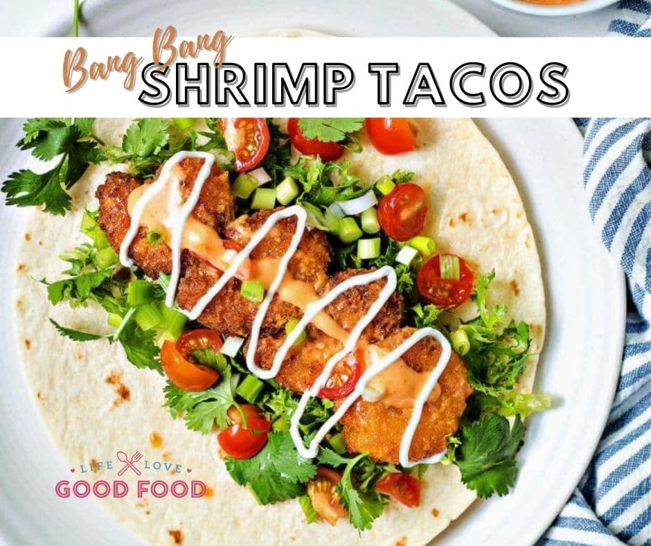 Shrimp tacos on a white plate