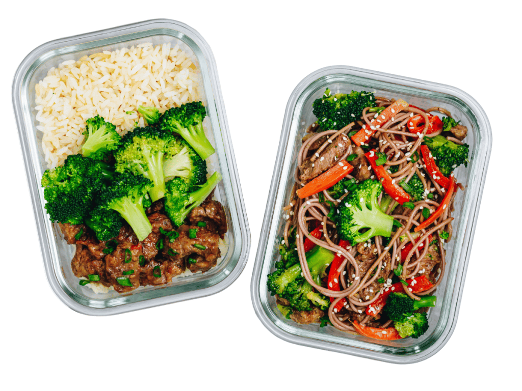 Meals planned ahead in containers.