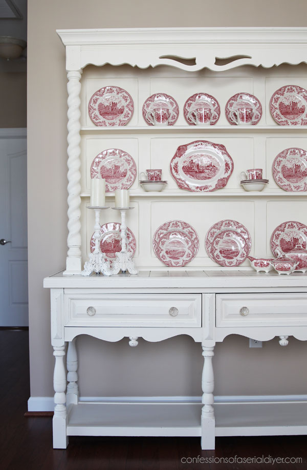 Decorate a Kitchen Hutch with your favorite china.