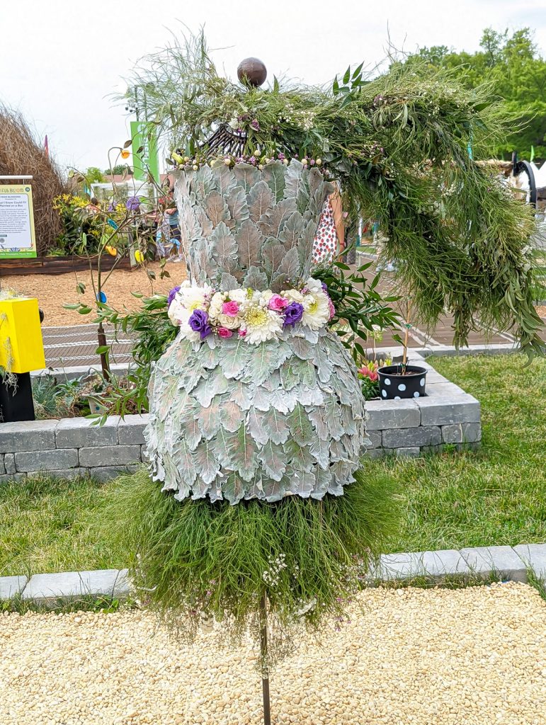 A mannequin made with plants
