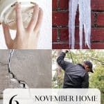 A frozen pipe, a smoke detector, cracked foundation and chimney sweep showing November tasks.