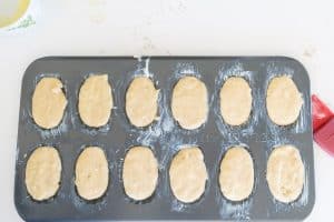 Madeleines ready to go in oven.