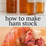 A ham hock and cans of ham stock.