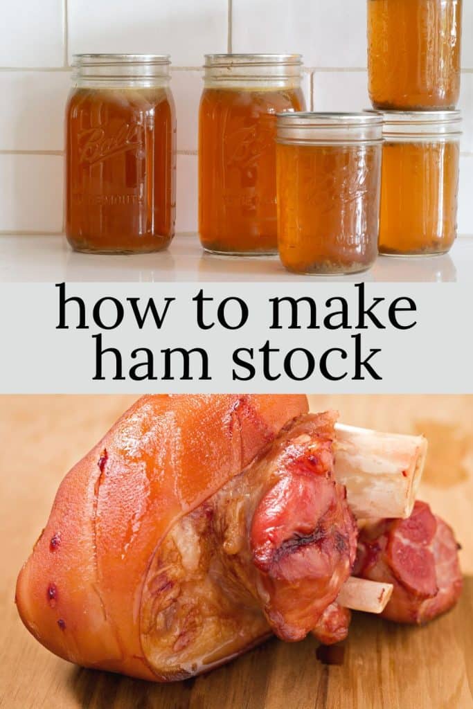 A ham hock and cans of ham stock.