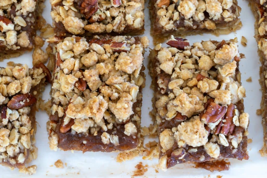 Apple butter bars cut into squares.