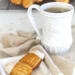 Spiced Madeleines with maple glaze with a cup of tea.