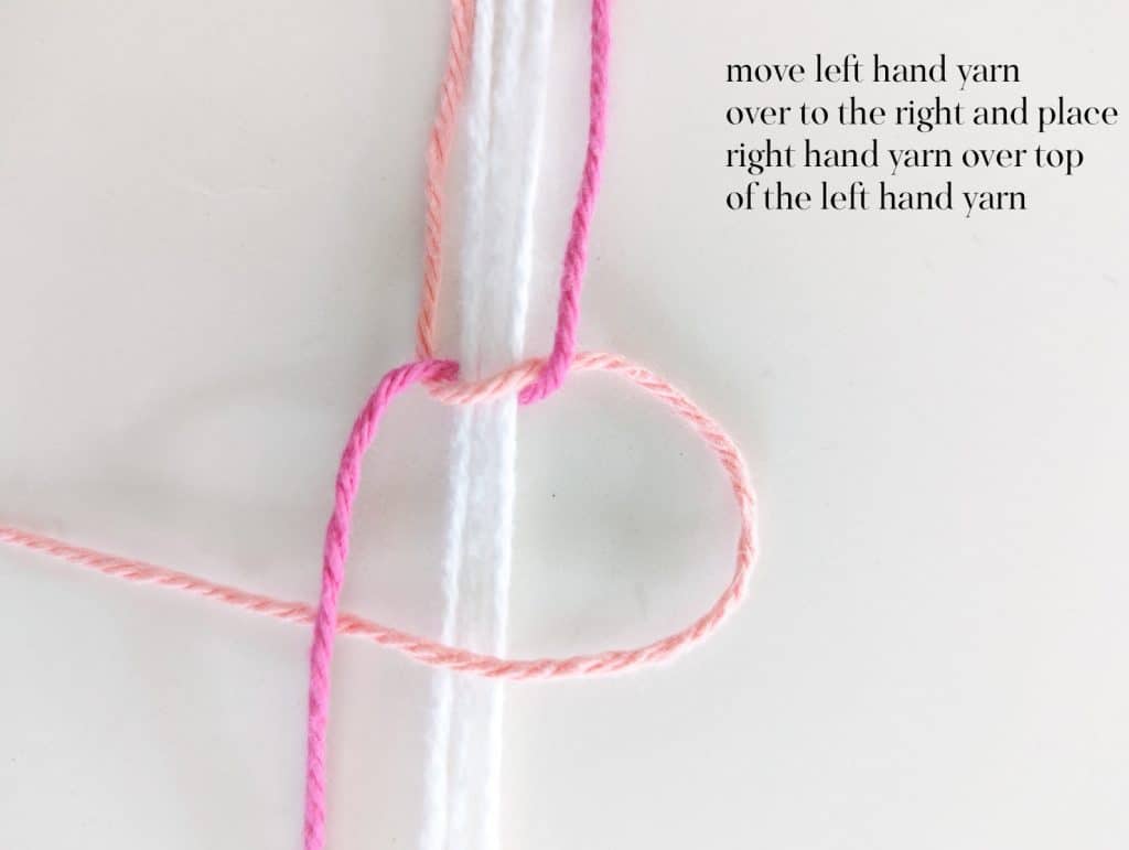 Move laft hand yarn onver ot the right and place right 