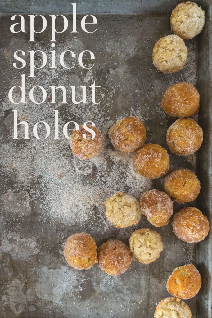 Baked Donut Holes on a baking sheet.