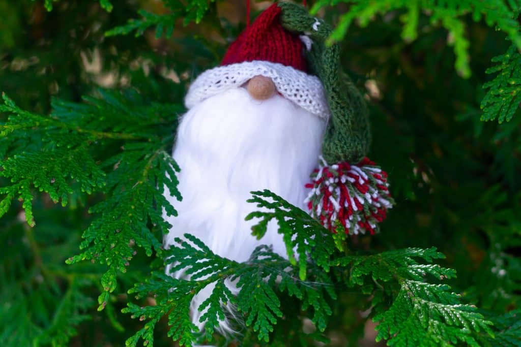 Knit Gnome in Christmas Tree.