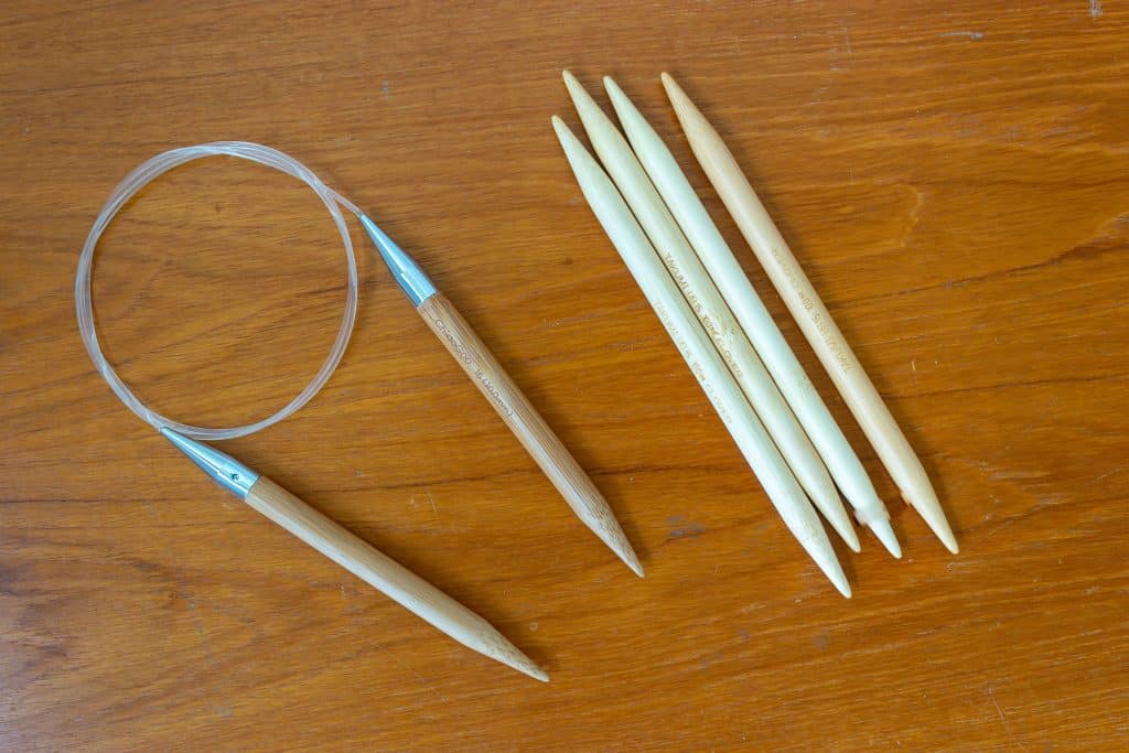 double-pointed needles and circular needles.