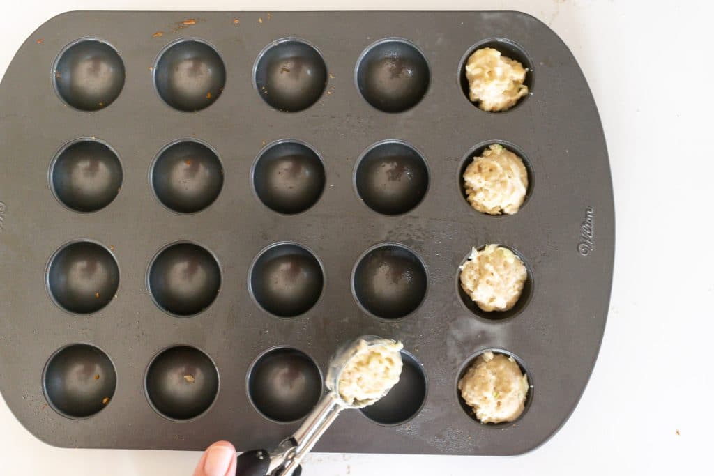 Scoop batter into donut hole pan.