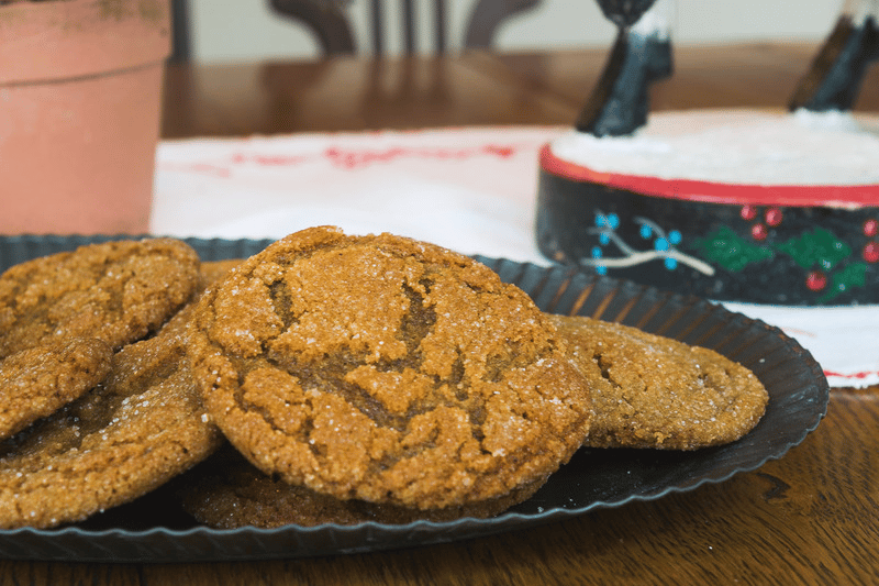 molasses cookies on a plate.