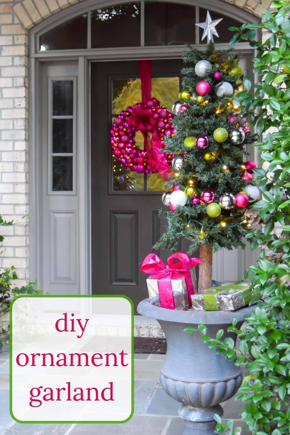 DIY Ornament Garland & My Pink Porch Decor · Nourish and Nestle