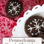 Pennsylvania Dutch Chocolate Cookie with red and white snowflake napkin