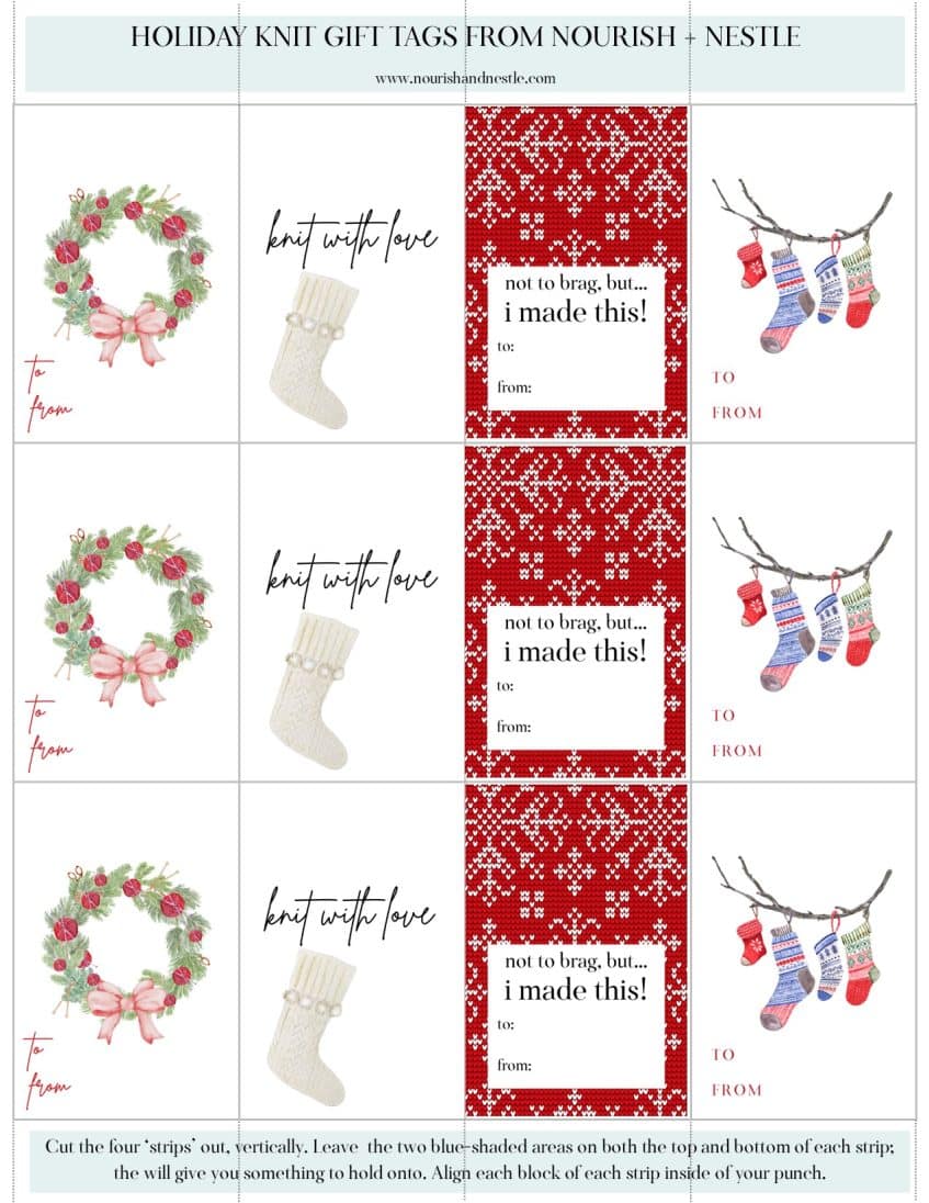 Christmas Knit Gift Tags · Nourish and Nestle