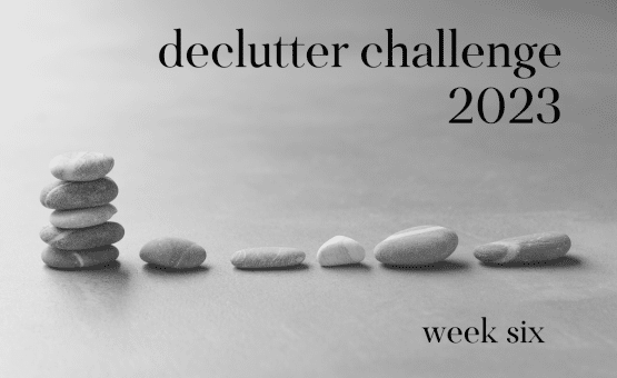2023 Declutter Challenge logo with stones in a row.