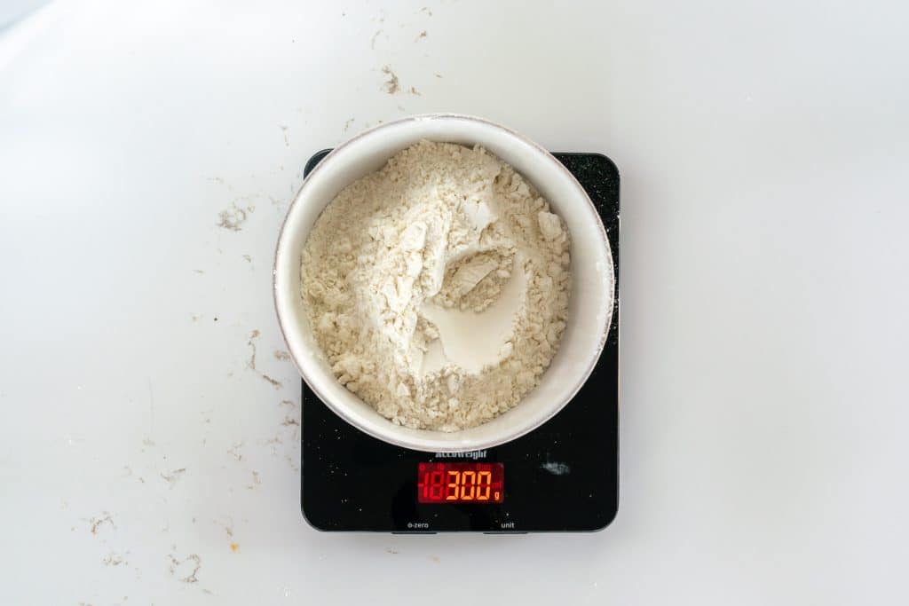 Flour on a scale.