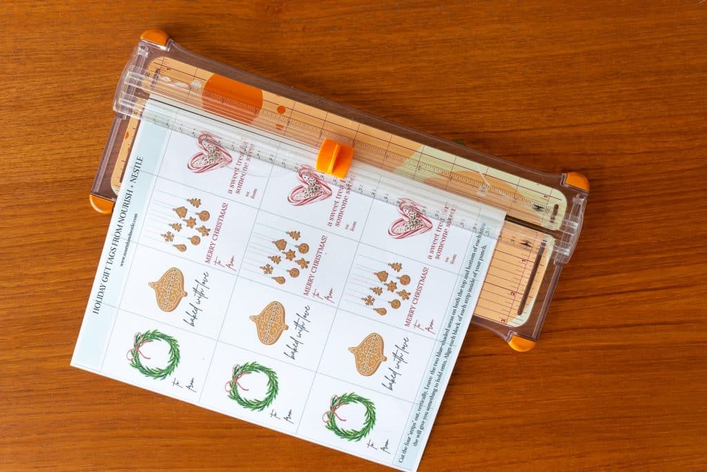 Christmas Food Gift Tags in a paper cutter.