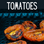 Tomatoes roasting on a grill.