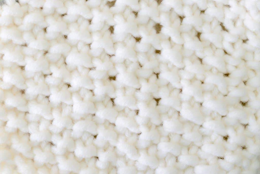 Closeup of seed stitch.