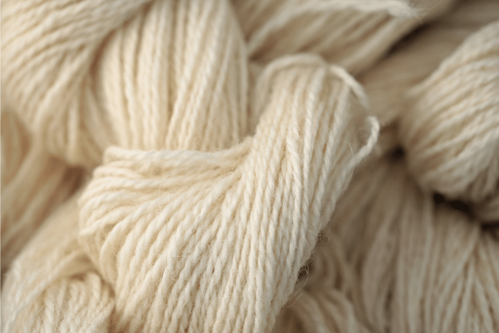 Skeins of wool yarn.