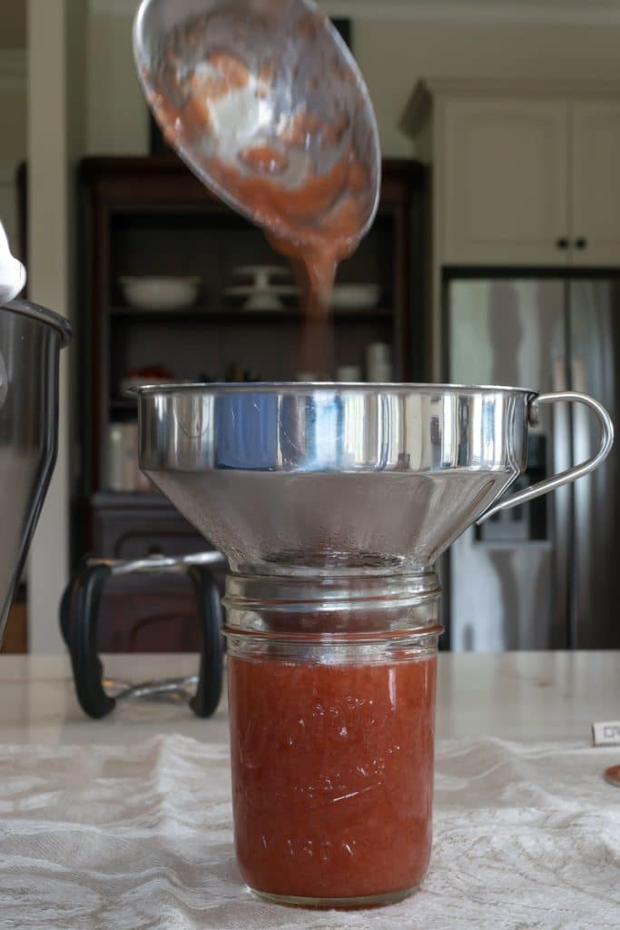 Pour jam into sterilized jars.