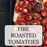 fire-roasted tomatoes on a baking sheet.