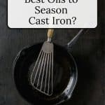 Cast iron skillet with spatula.