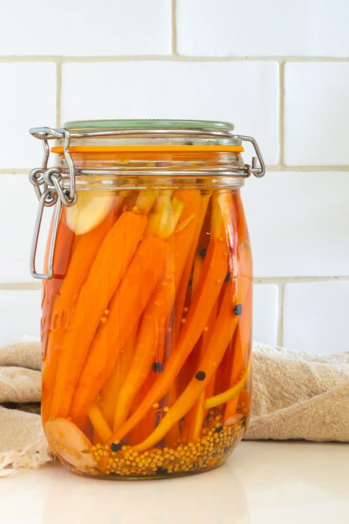 jar of pickled carrots.