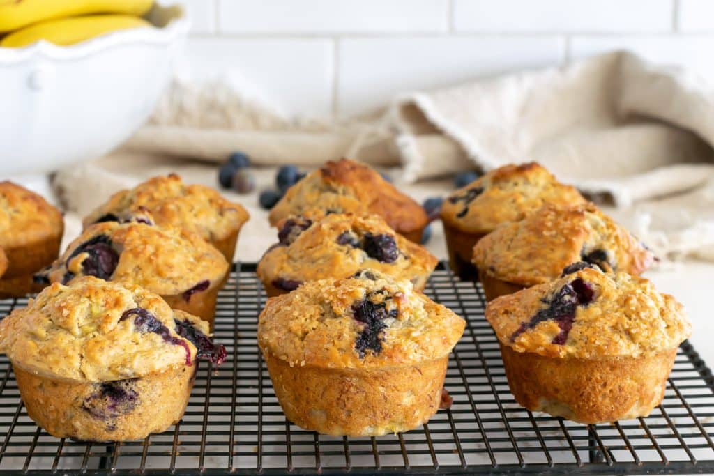 Blueberry Banana Muffins on Colling RAck.