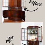 Corner Cabinet before and after turned into a bar cabinet.