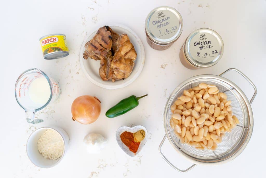 Ingredients for Healthy White Chicken Chili.