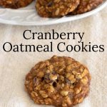 Cranberry Oatmeal Cookies on linen napkin.