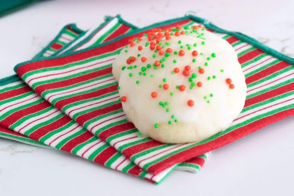 Anise cookies on red and green napkin